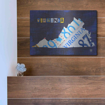 Luxe Metal Art 'Virginia License Plate Map' by Design Turnpike, Metal Wall Art,16x12