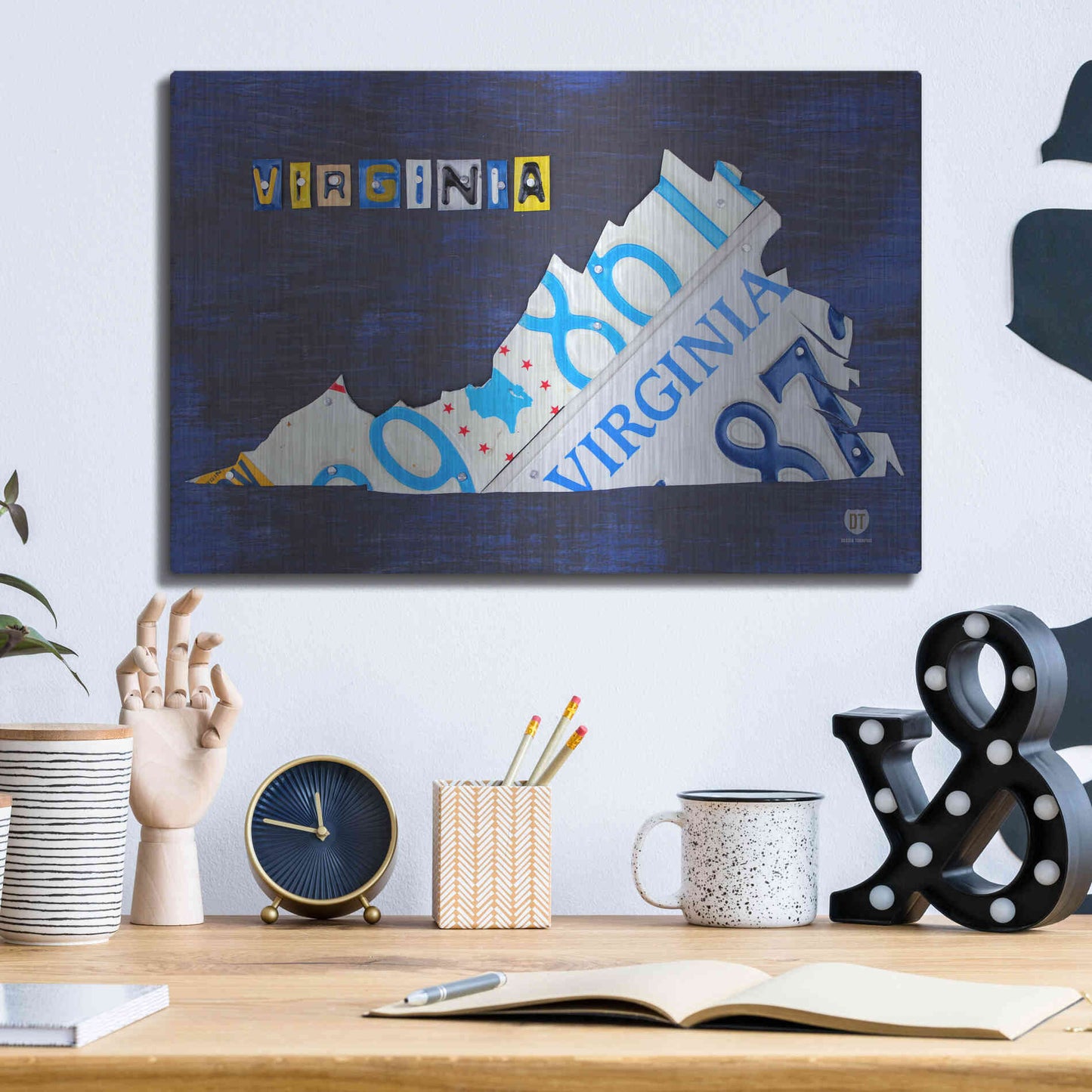 Luxe Metal Art 'Virginia License Plate Map' by Design Turnpike, Metal Wall Art,16x12