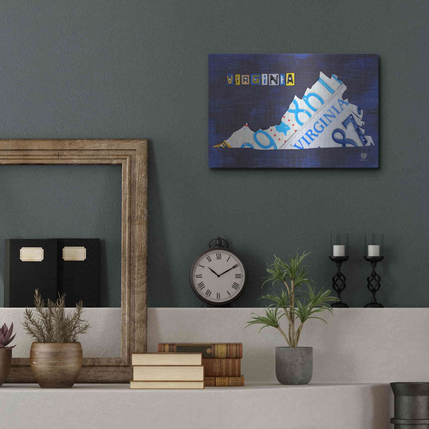 Luxe Metal Art 'Virginia License Plate Map' by Design Turnpike, Metal Wall Art,16x12