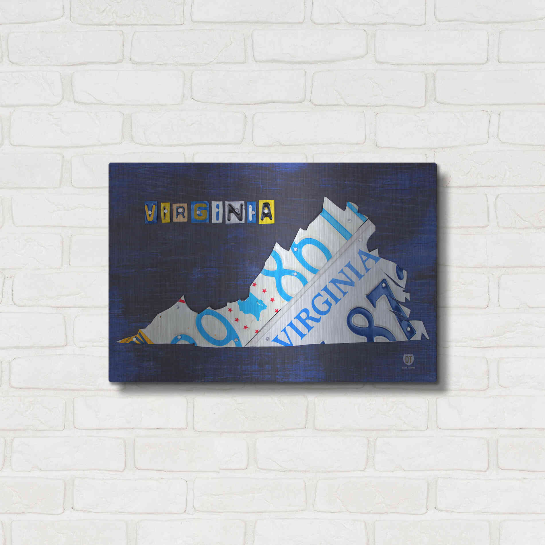 Luxe Metal Art 'Virginia License Plate Map' by Design Turnpike, Metal Wall Art,24x16