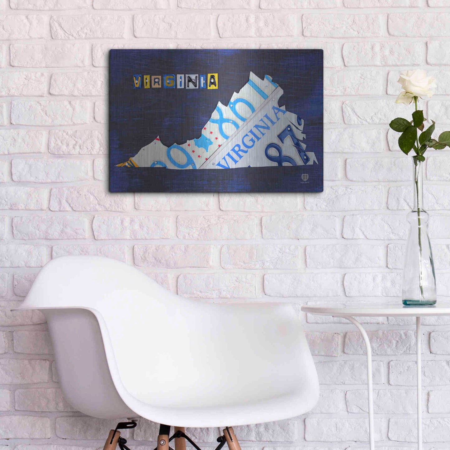 Luxe Metal Art 'Virginia License Plate Map' by Design Turnpike, Metal Wall Art,24x16