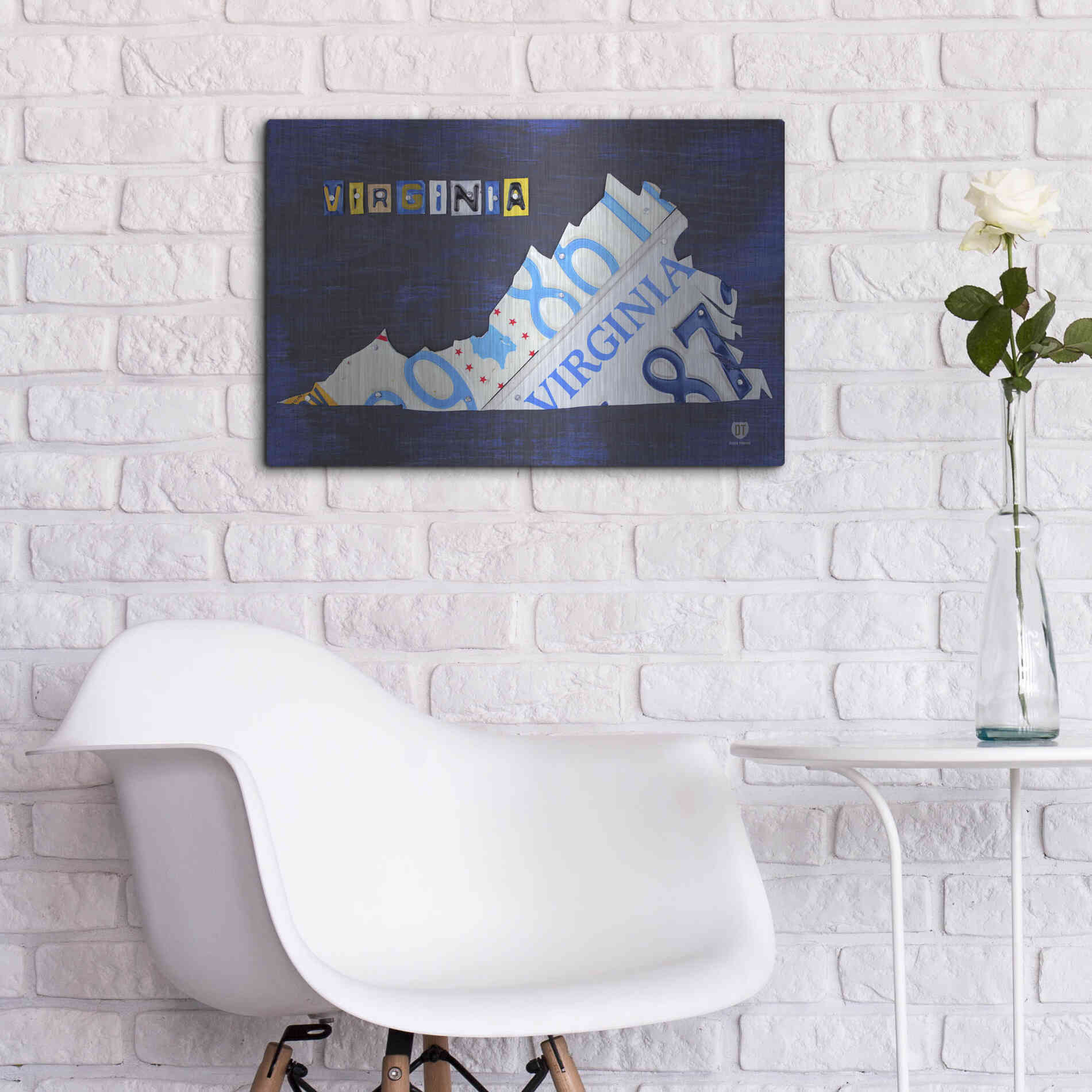 Luxe Metal Art 'Virginia License Plate Map' by Design Turnpike, Metal Wall Art,24x16