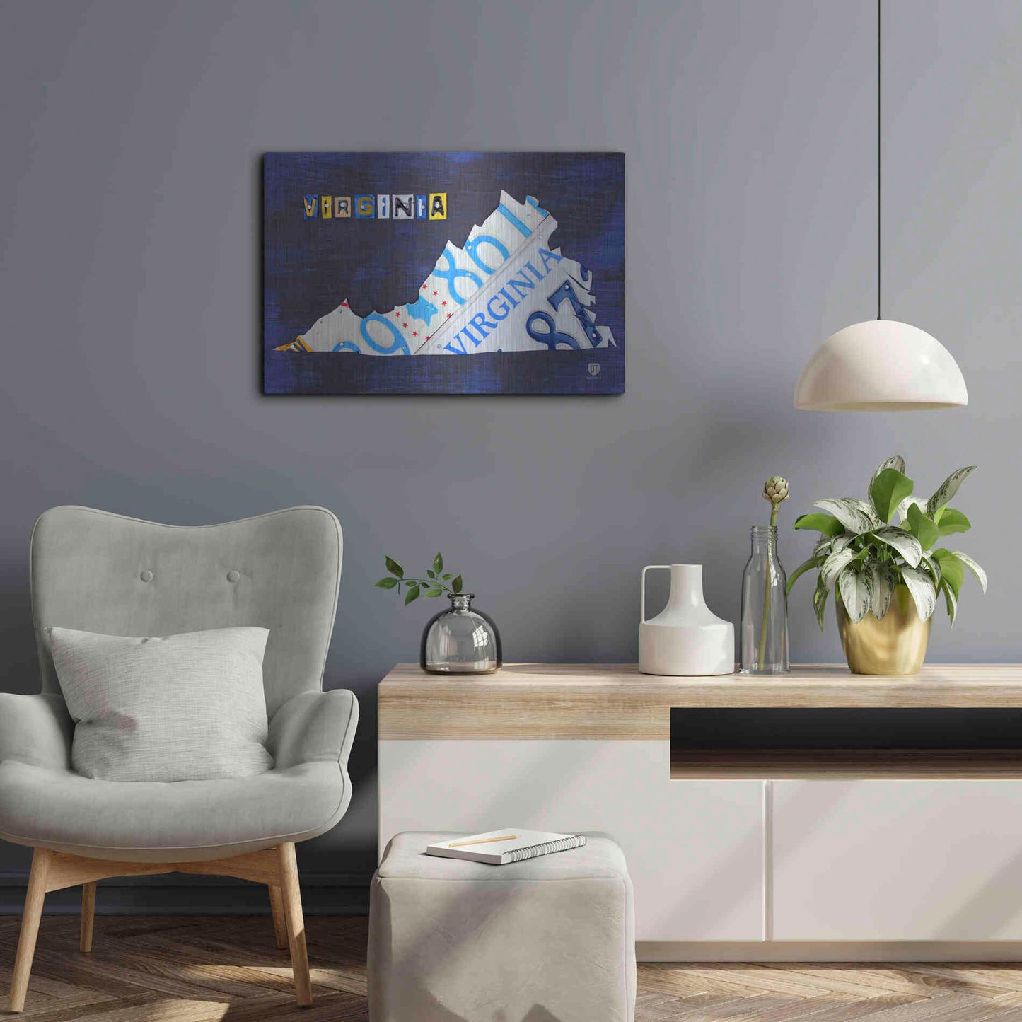 Luxe Metal Art 'Virginia License Plate Map' by Design Turnpike, Metal Wall Art,24x16