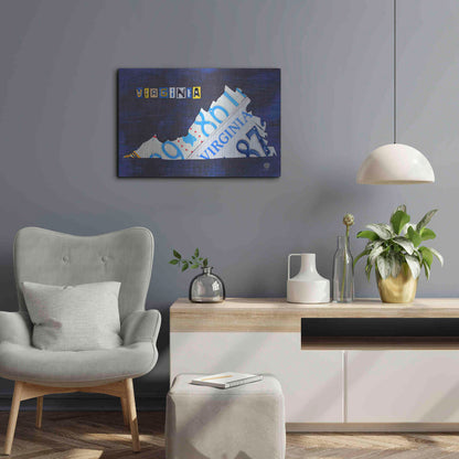 Luxe Metal Art 'Virginia License Plate Map' by Design Turnpike, Metal Wall Art,24x16