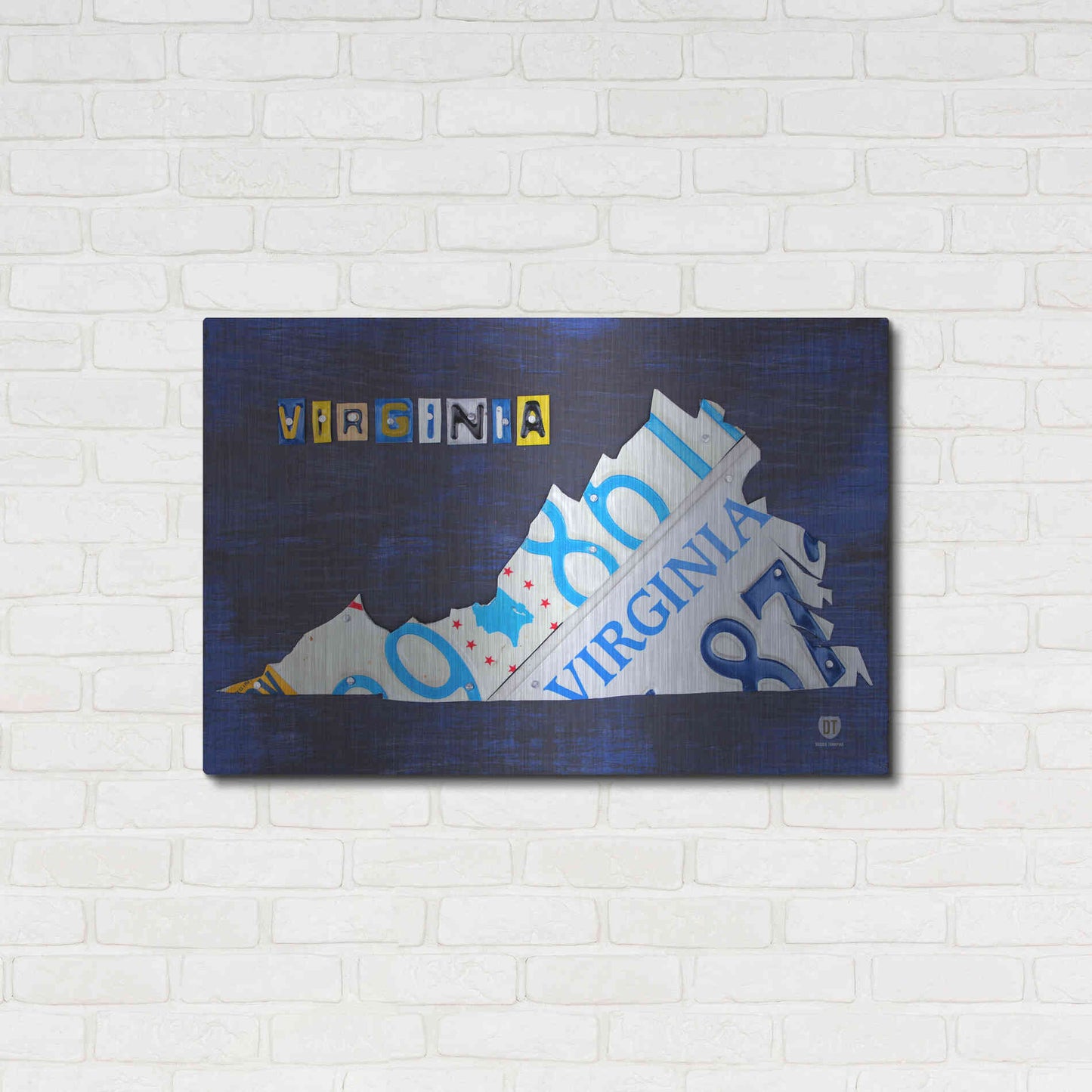 Luxe Metal Art 'Virginia License Plate Map' by Design Turnpike, Metal Wall Art,36x24