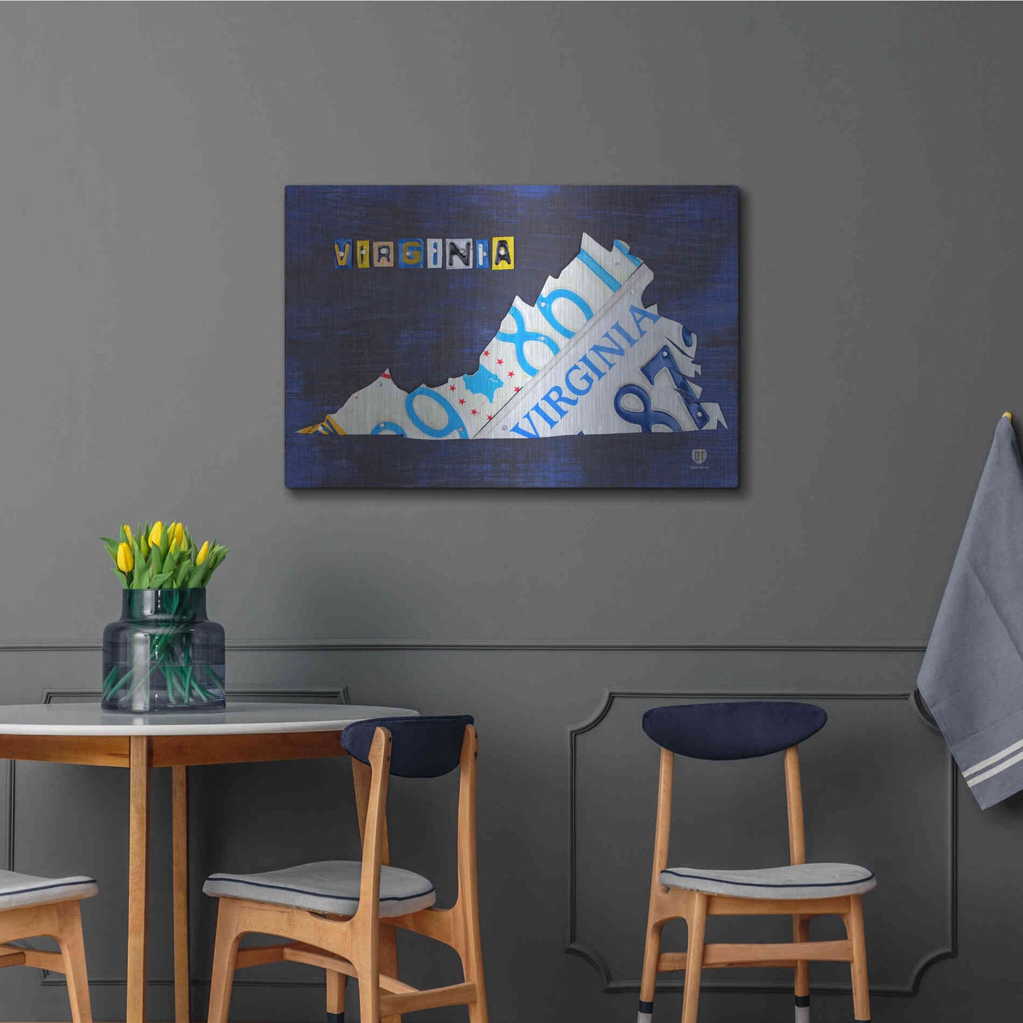 Luxe Metal Art 'Virginia License Plate Map' by Design Turnpike, Metal Wall Art,36x24