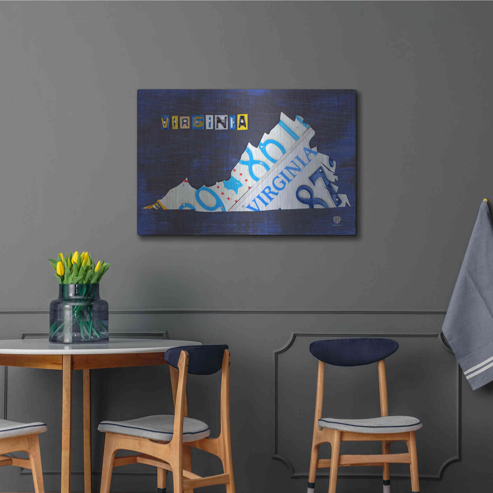 Luxe Metal Art 'Virginia License Plate Map' by Design Turnpike, Metal Wall Art,36x24