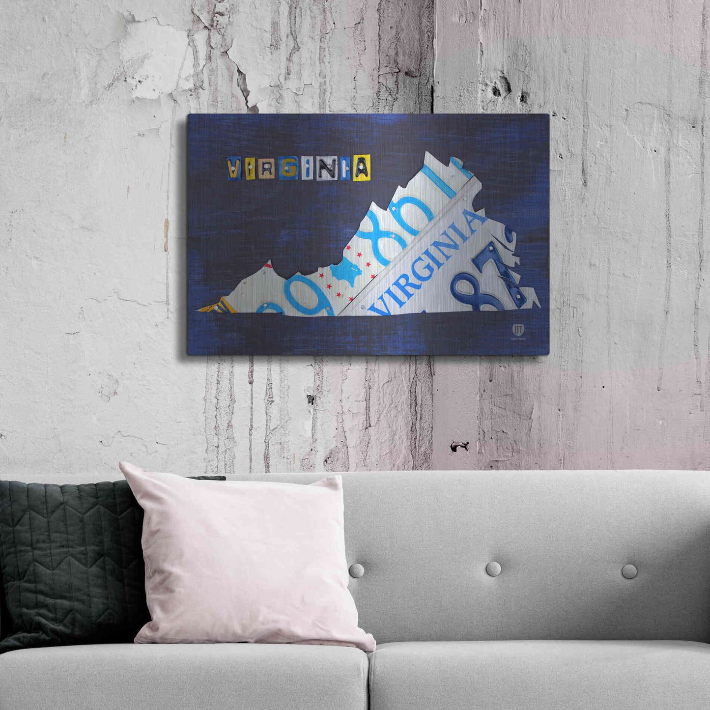 Luxe Metal Art 'Virginia License Plate Map' by Design Turnpike, Metal Wall Art,36x24