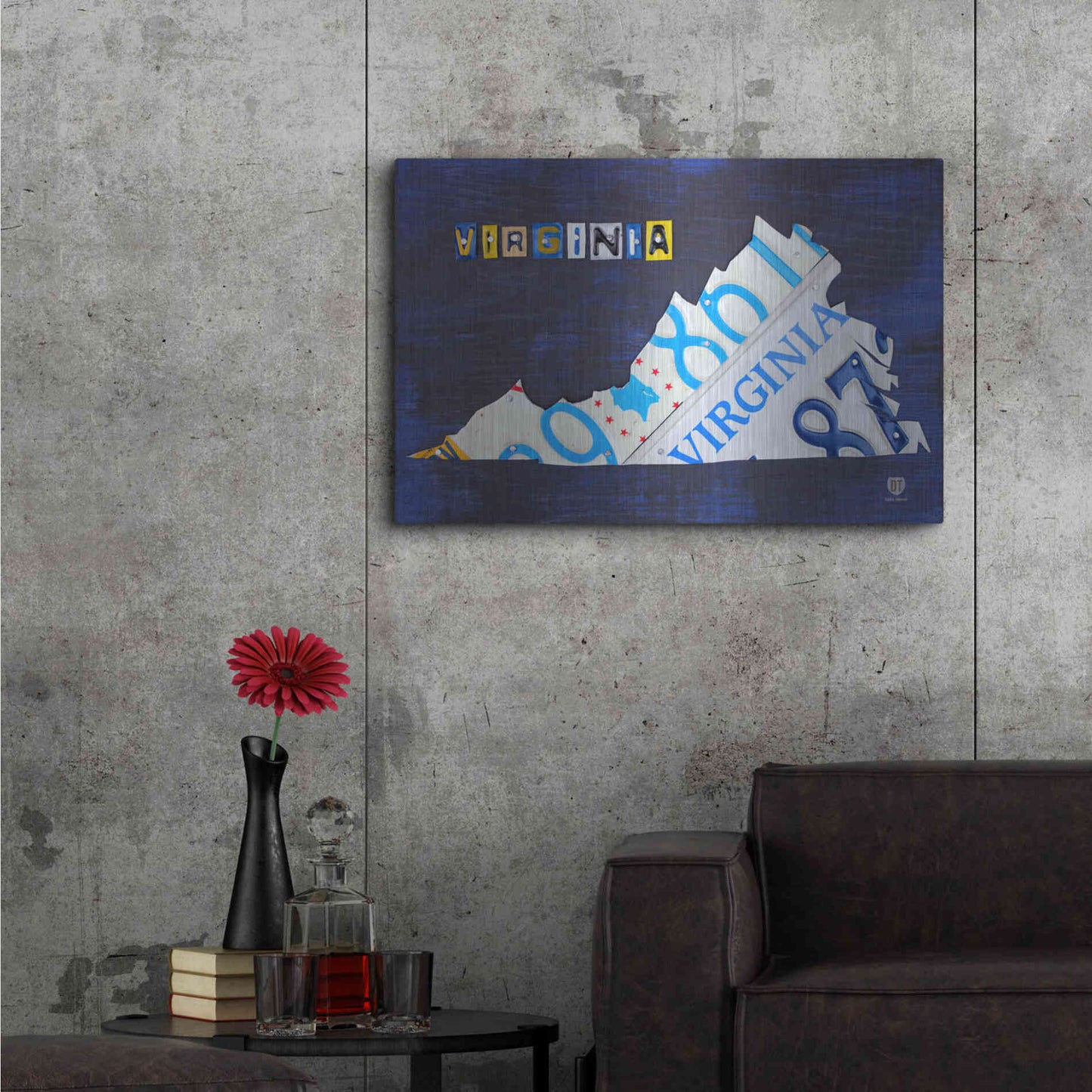 Luxe Metal Art 'Virginia License Plate Map' by Design Turnpike, Metal Wall Art,36x24