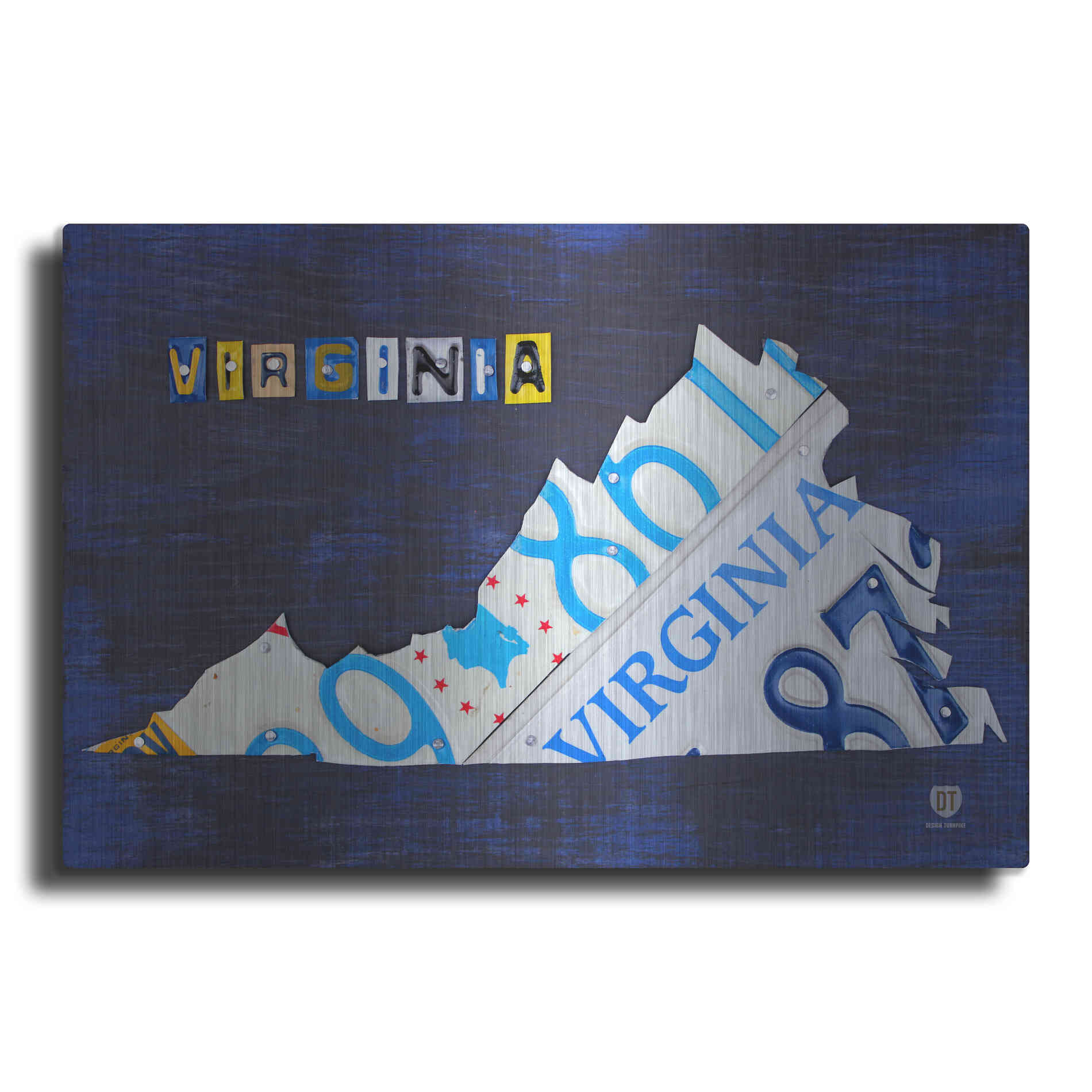 Luxe Metal Art 'Virginia License Plate Map' by Design Turnpike, Metal Wall Art