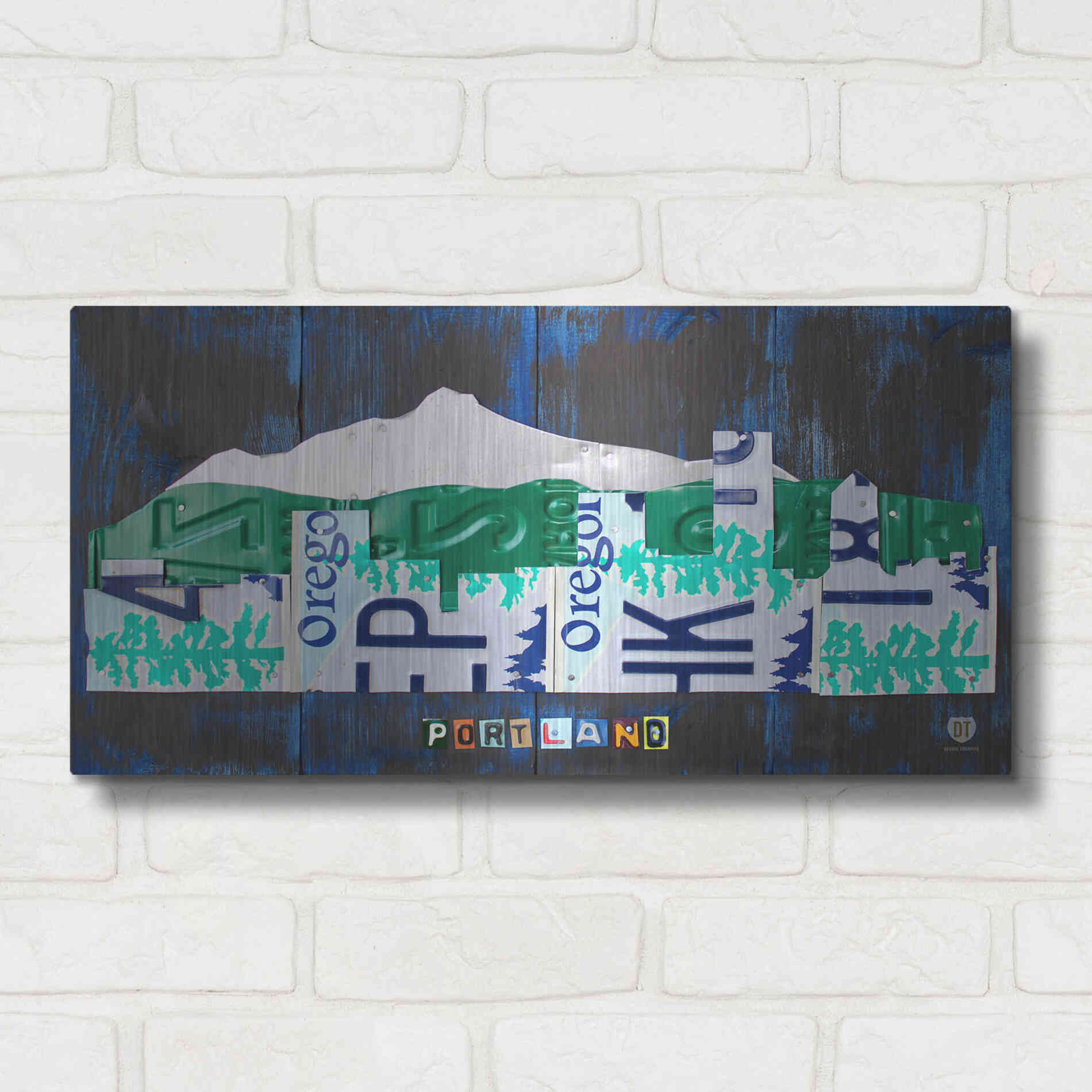 Luxe Metal Art 'Portland Skyline License Plate Art' by Design Turnpike, Metal Wall Art,24x12