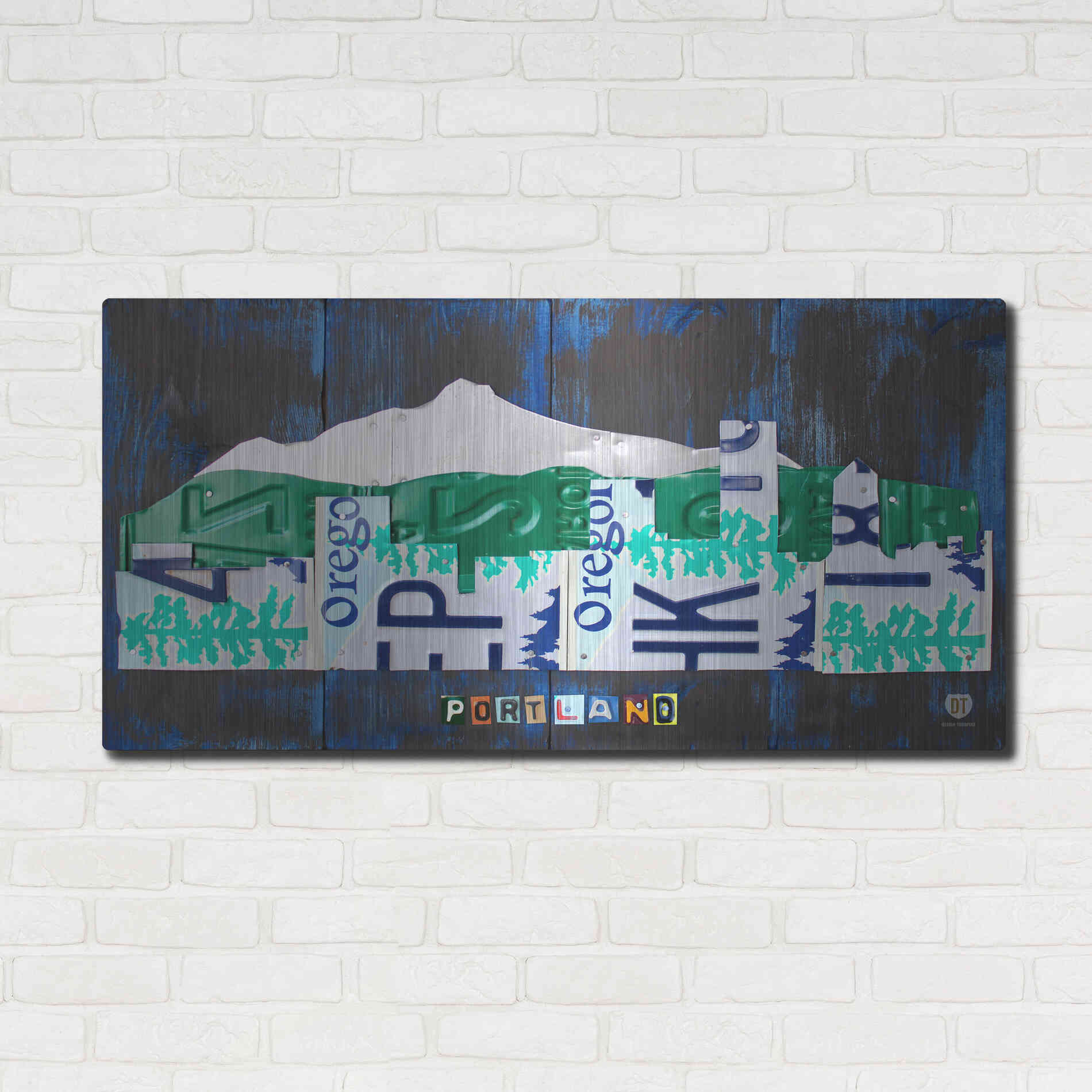 Luxe Metal Art 'Portland Skyline License Plate Art' by Design Turnpike, Metal Wall Art,48x24