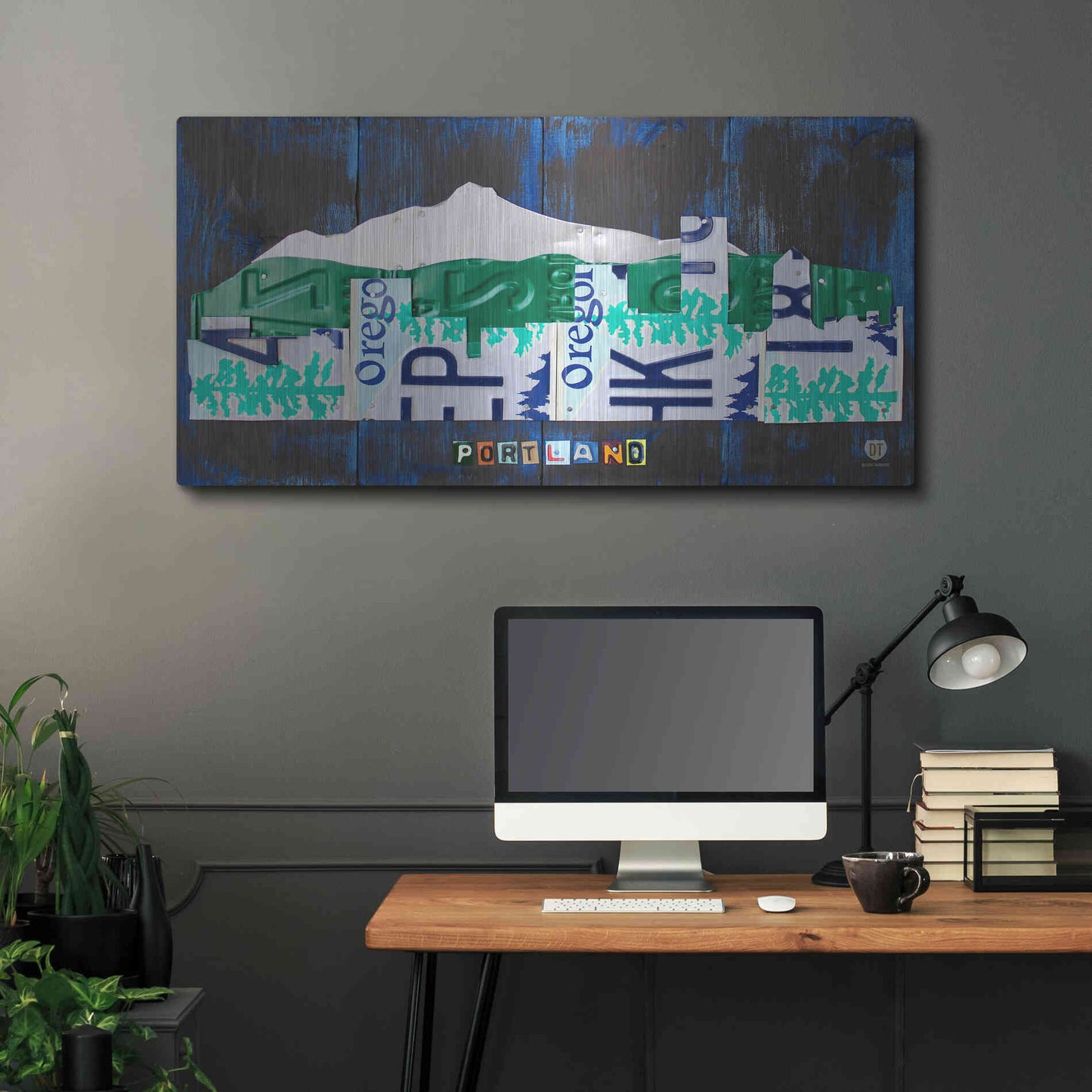 Luxe Metal Art 'Portland Skyline License Plate Art' by Design Turnpike, Metal Wall Art,48x24