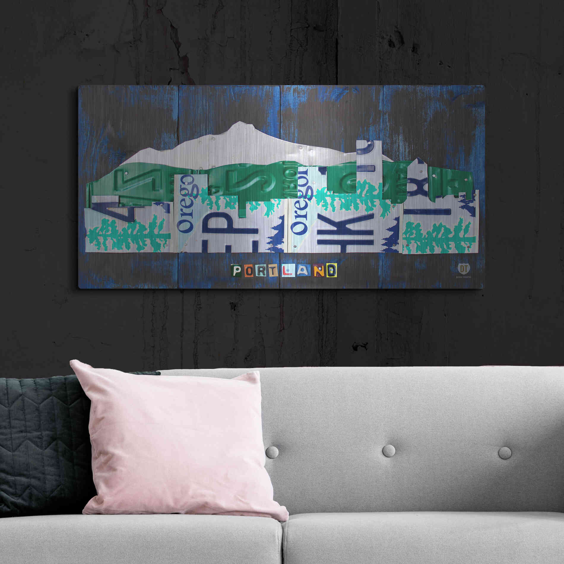 Luxe Metal Art 'Portland Skyline License Plate Art' by Design Turnpike, Metal Wall Art,48x24