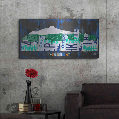 Luxe Metal Art 'Portland Skyline License Plate Art' by Design Turnpike, Metal Wall Art,48x24