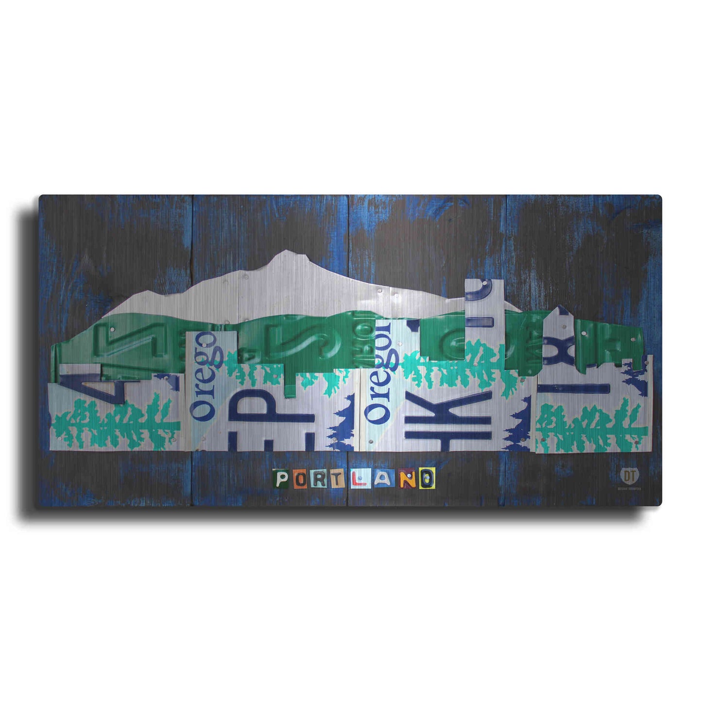 Luxe Metal Art 'Portland Skyline License Plate Art' by Design Turnpike, Metal Wall Art