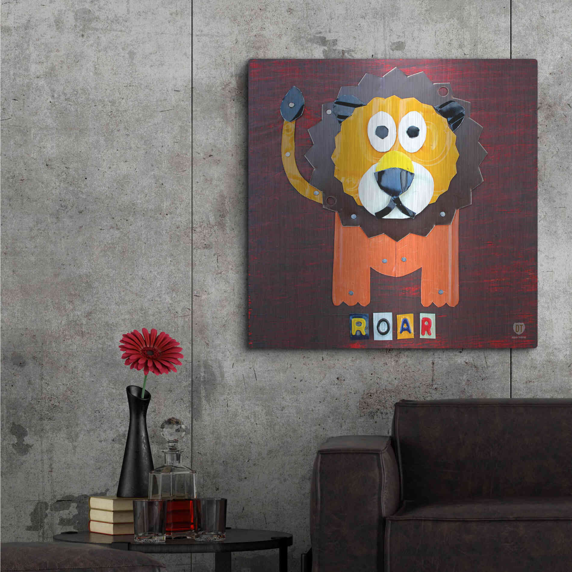 Luxe Metal Art 'Roar The Lion ' by Design Turnpike, Metal Wall Art,36x36