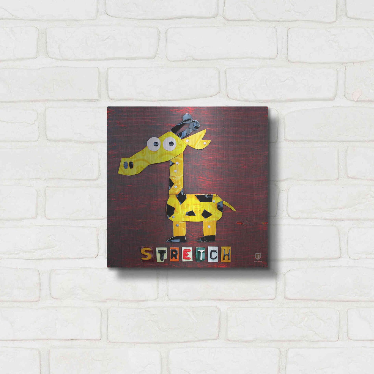 Luxe Metal Art 'Stretch The Giraffe' by Design Turnpike, Metal Wall Art,12x12