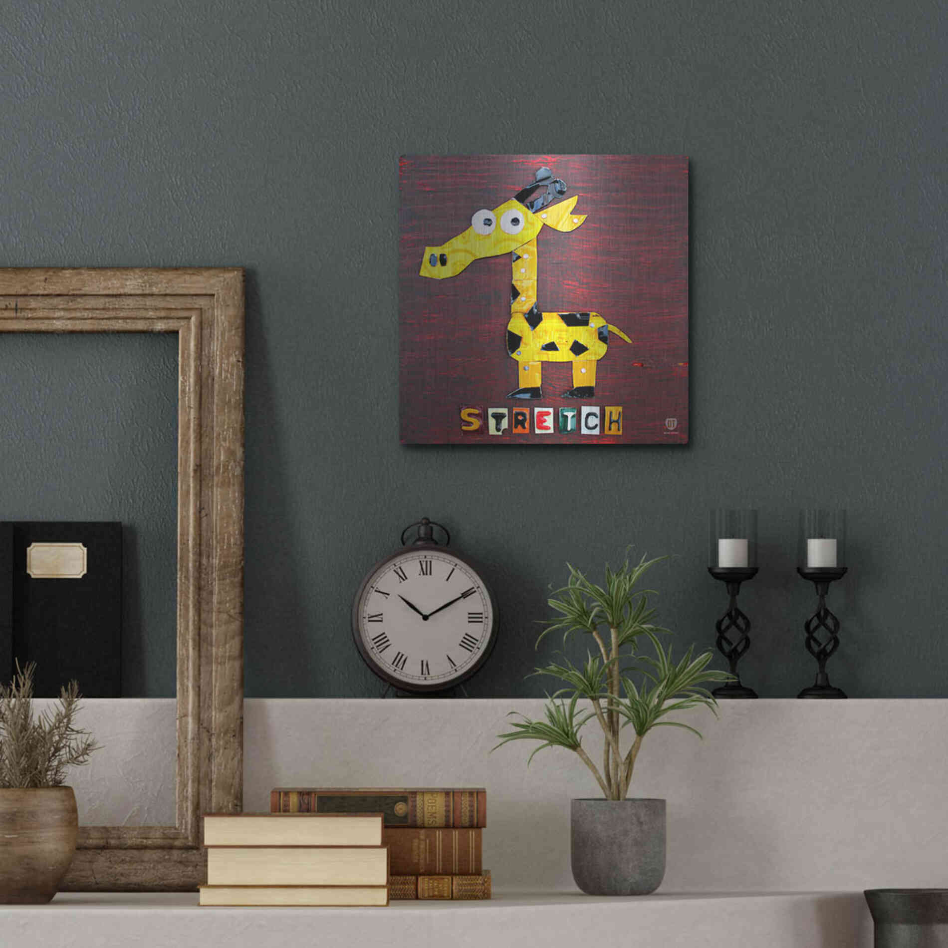 Luxe Metal Art 'Stretch The Giraffe' by Design Turnpike, Metal Wall Art,12x12