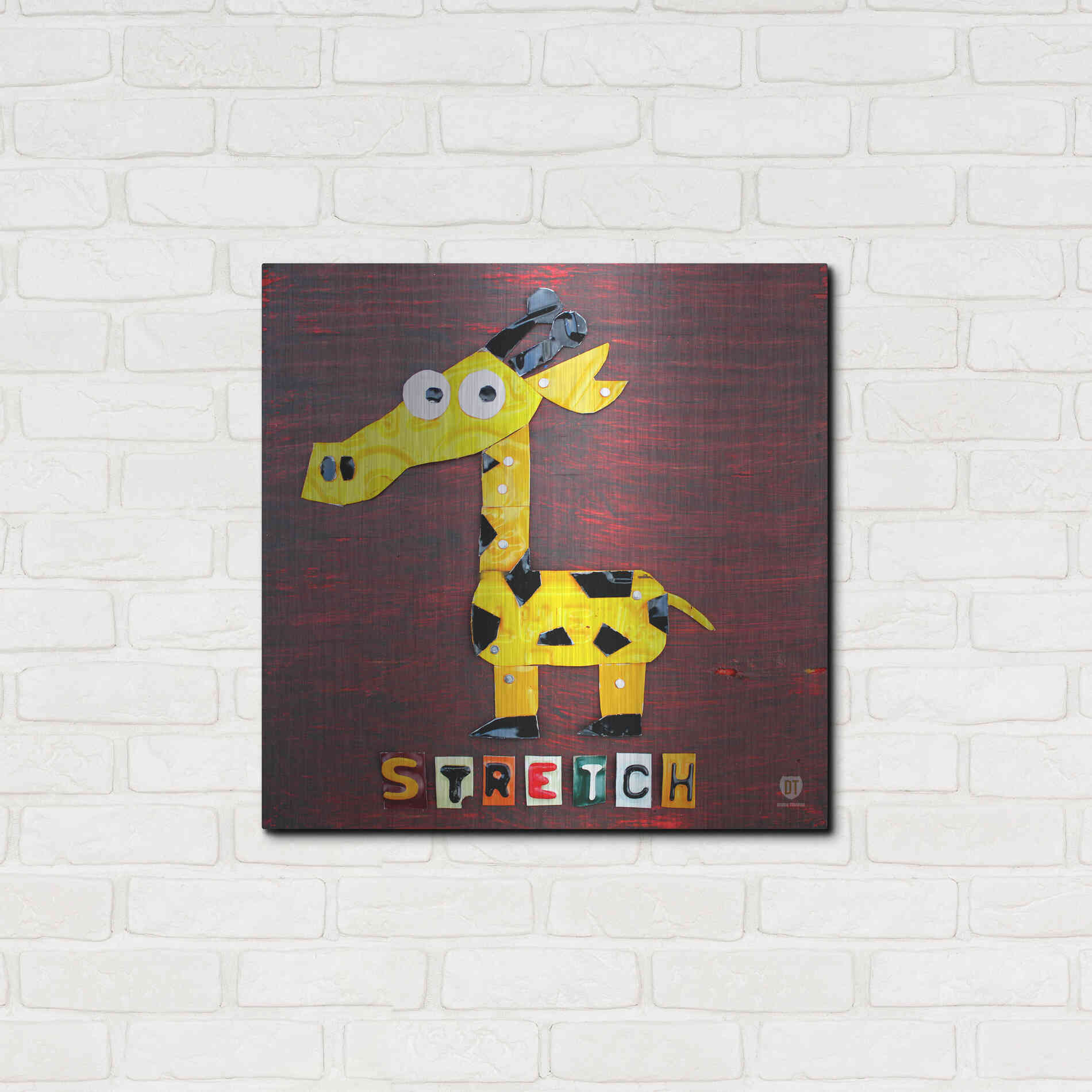 Luxe Metal Art 'Stretch The Giraffe' by Design Turnpike, Metal Wall Art,24x24