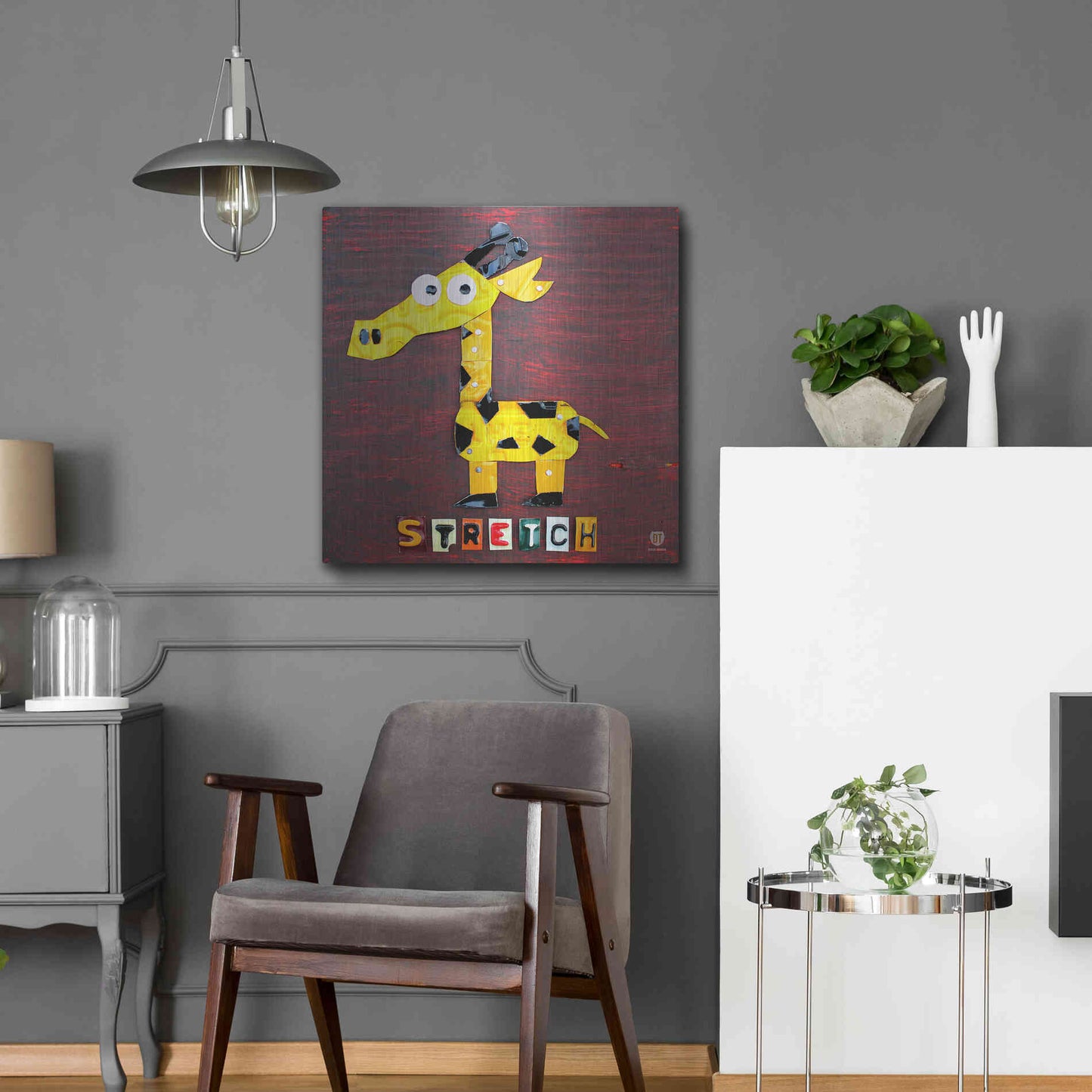 Luxe Metal Art 'Stretch The Giraffe' by Design Turnpike, Metal Wall Art,24x24