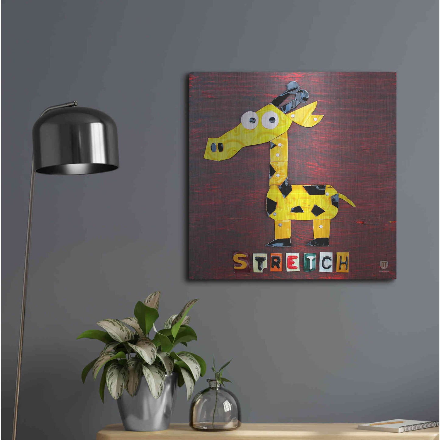 Luxe Metal Art 'Stretch The Giraffe' by Design Turnpike, Metal Wall Art,24x24