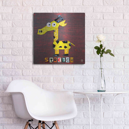 Luxe Metal Art 'Stretch The Giraffe' by Design Turnpike, Metal Wall Art,24x24