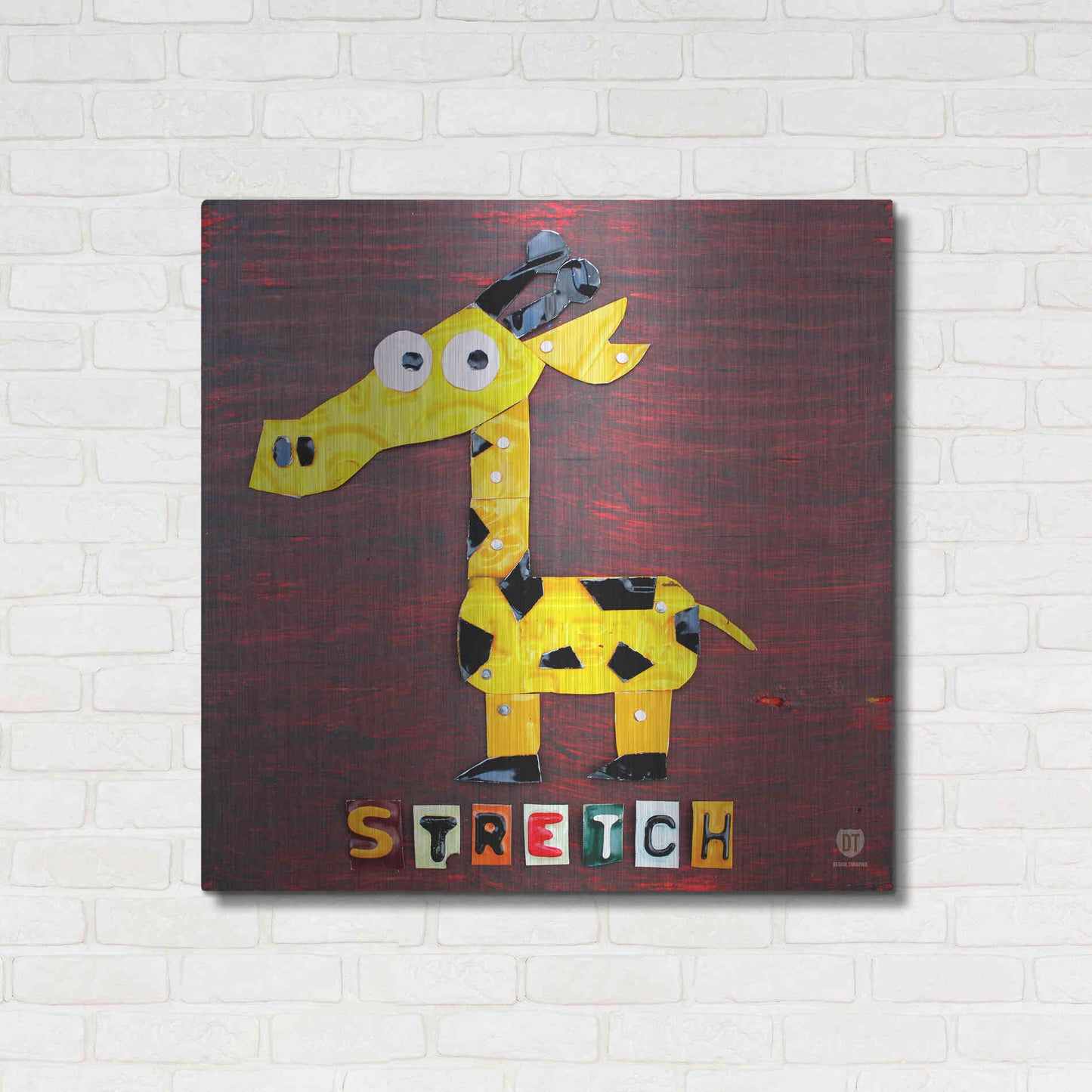 Luxe Metal Art 'Stretch The Giraffe' by Design Turnpike, Metal Wall Art,36x36
