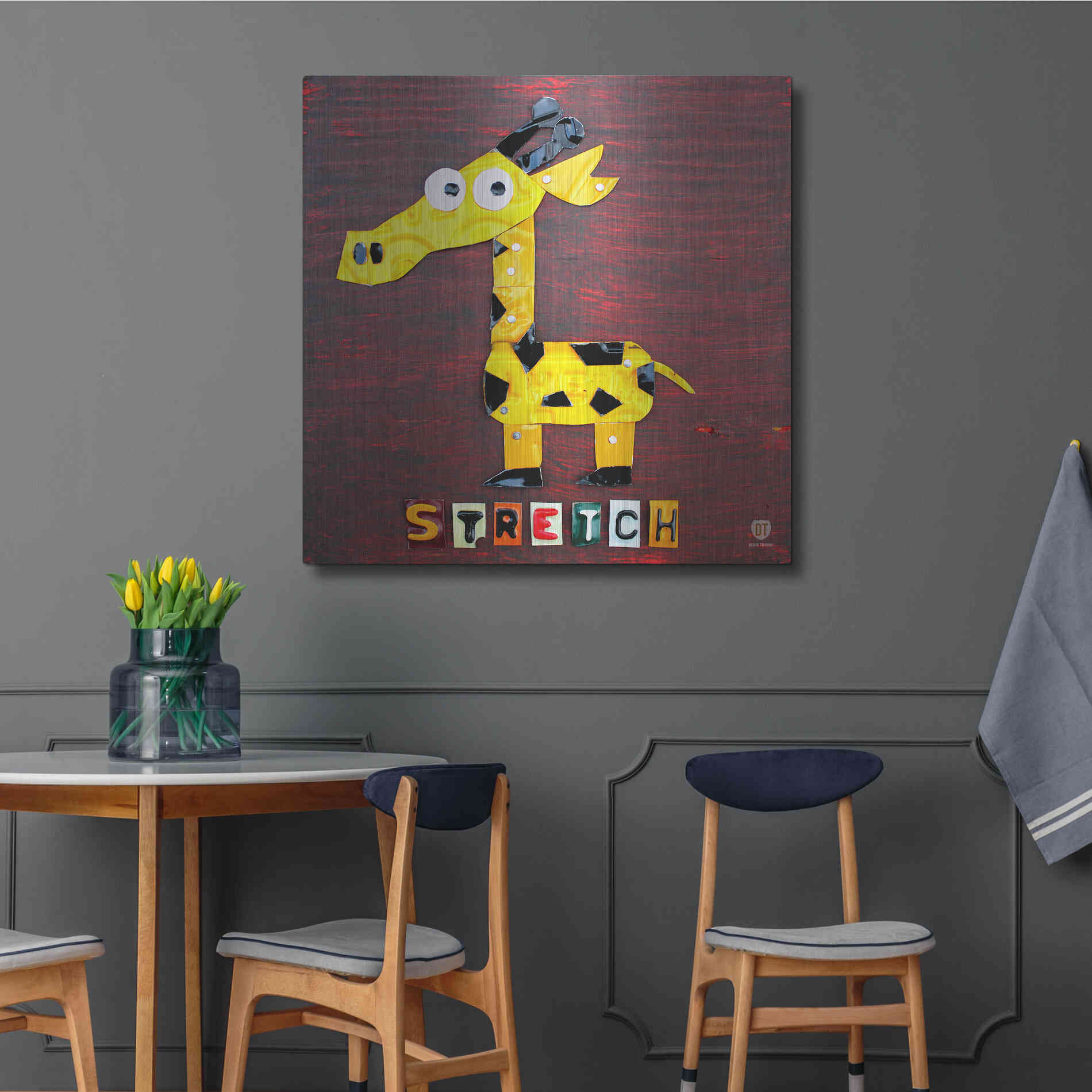 Luxe Metal Art 'Stretch The Giraffe' by Design Turnpike, Metal Wall Art,36x36