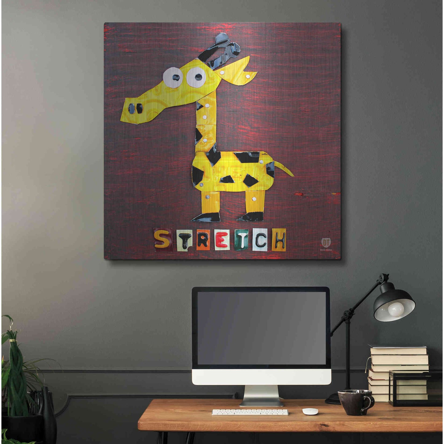 Luxe Metal Art 'Stretch The Giraffe' by Design Turnpike, Metal Wall Art,36x36