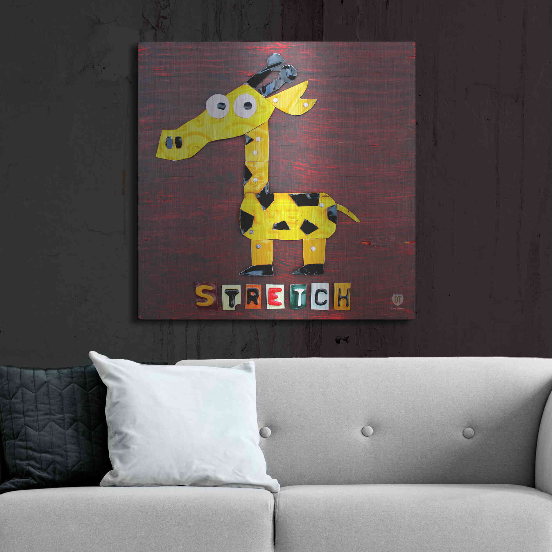 Luxe Metal Art 'Stretch The Giraffe' by Design Turnpike, Metal Wall Art,36x36