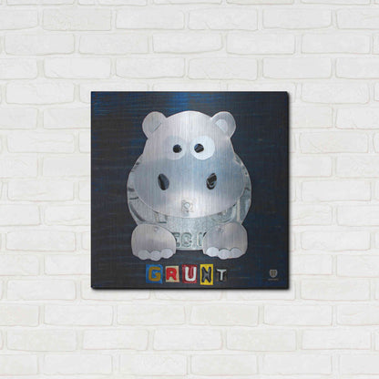 Luxe Metal Art 'Grunt The Hippo' by Design Turnpike, Metal Wall Art,24x24