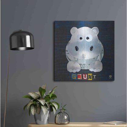 Luxe Metal Art 'Grunt The Hippo' by Design Turnpike, Metal Wall Art,24x24