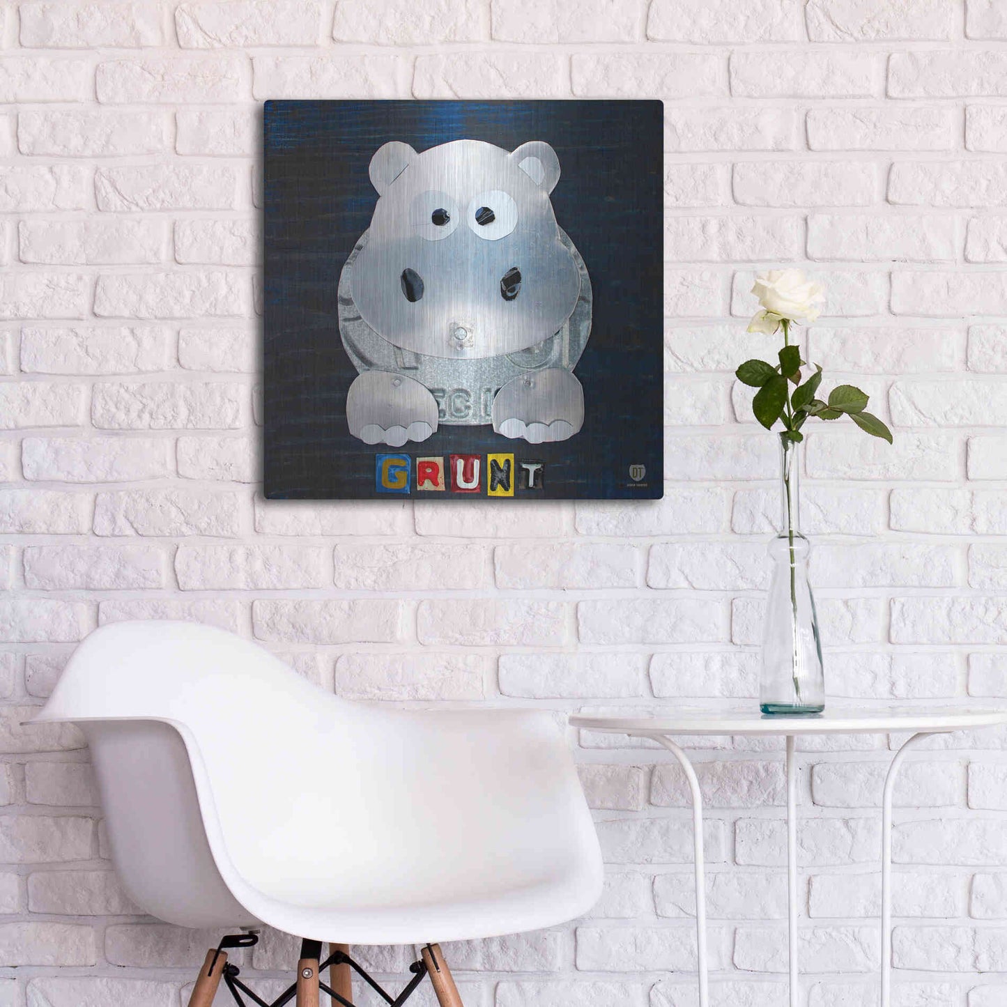 Luxe Metal Art 'Grunt The Hippo' by Design Turnpike, Metal Wall Art,24x24