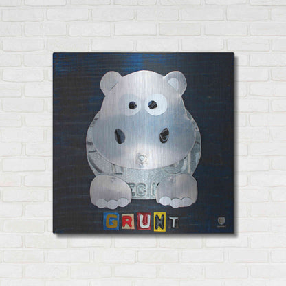 Luxe Metal Art 'Grunt The Hippo' by Design Turnpike, Metal Wall Art,36x36
