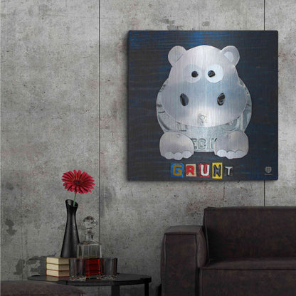 Luxe Metal Art 'Grunt The Hippo' by Design Turnpike, Metal Wall Art,36x36