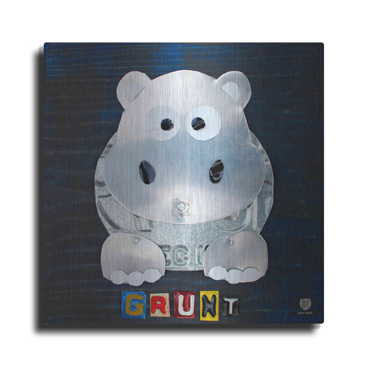 Luxe Metal Art 'Grunt The Hippo' by Design Turnpike, Metal Wall Art