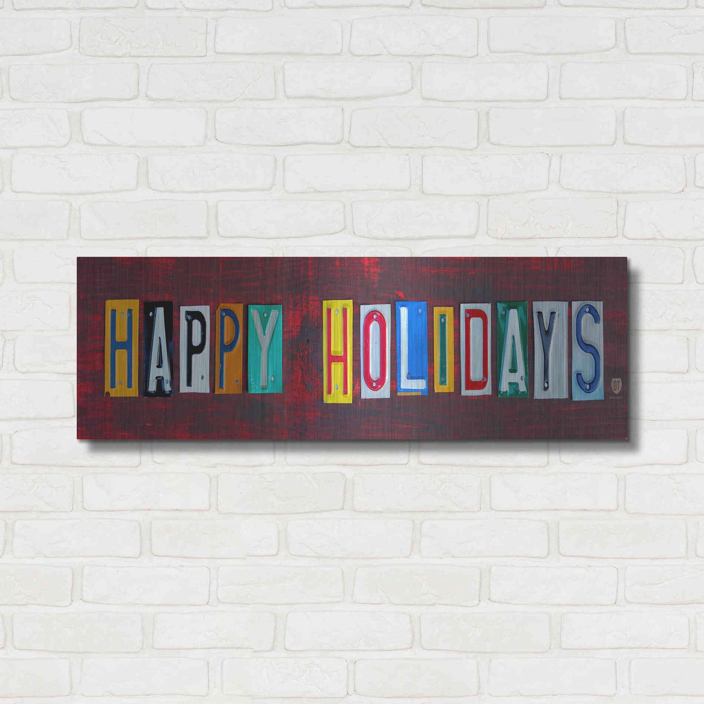 Luxe Metal Art 'Happy Holidays' by Design Turnpike, Metal Wall Art,36x12