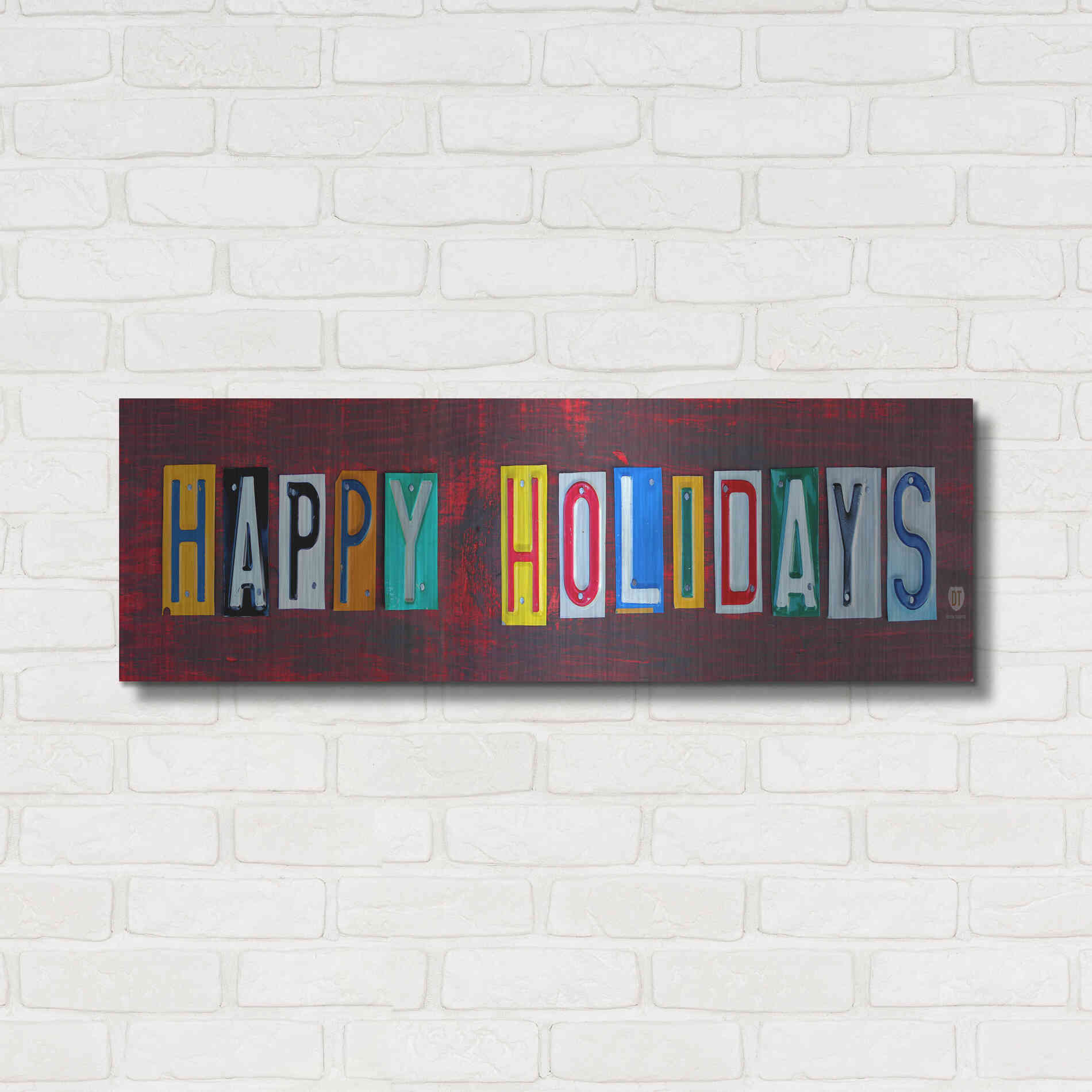 Luxe Metal Art 'Happy Holidays' by Design Turnpike, Metal Wall Art,36x12