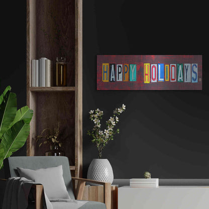 Luxe Metal Art 'Happy Holidays' by Design Turnpike, Metal Wall Art,36x12
