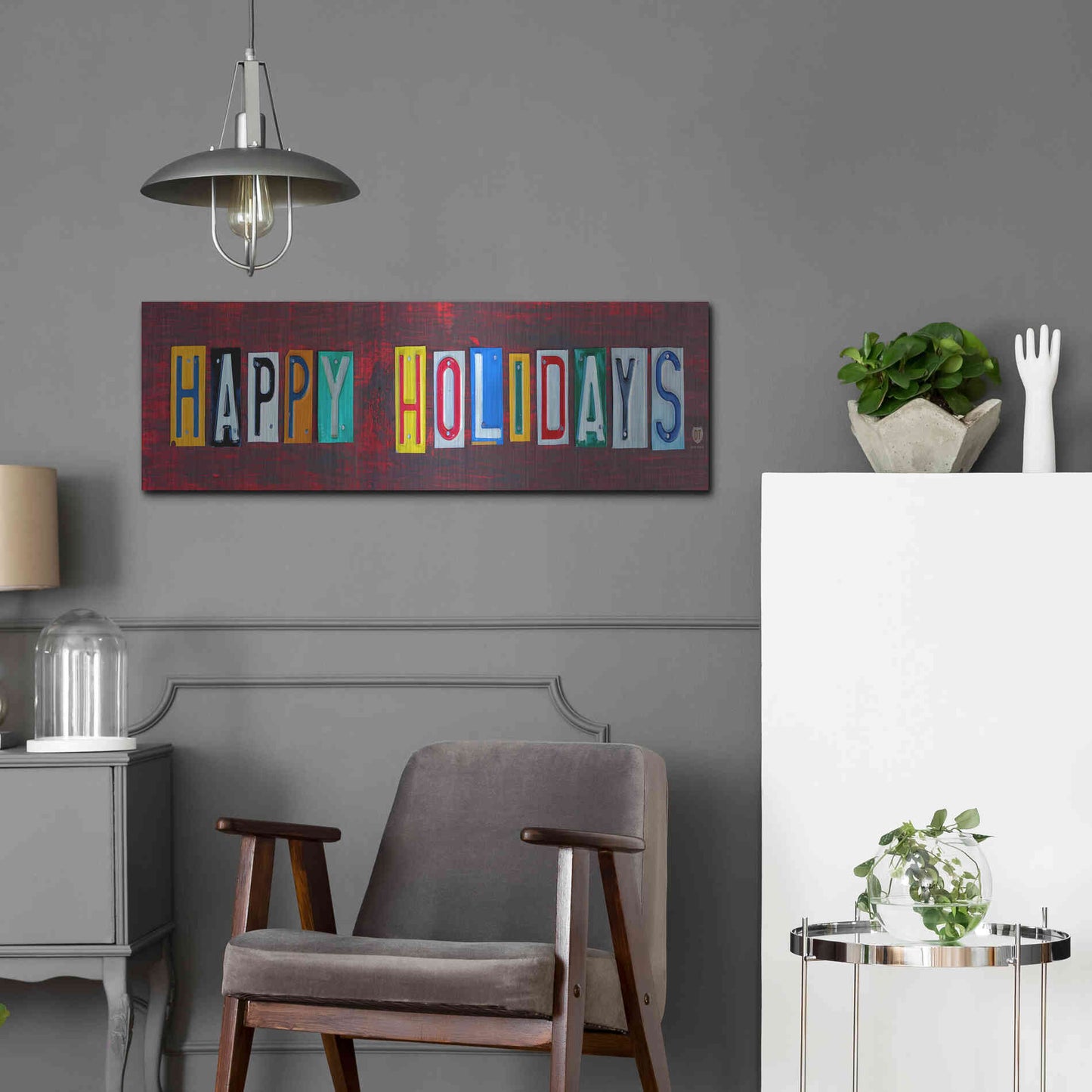Luxe Metal Art 'Happy Holidays' by Design Turnpike, Metal Wall Art,36x12
