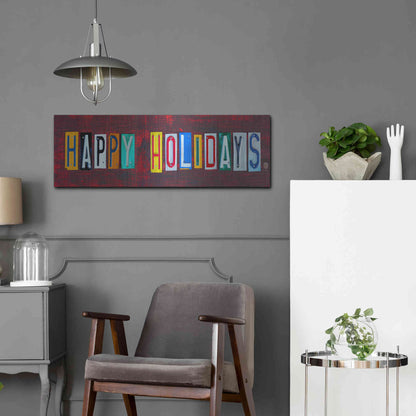 Luxe Metal Art 'Happy Holidays' by Design Turnpike, Metal Wall Art,36x12