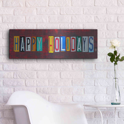 Luxe Metal Art 'Happy Holidays' by Design Turnpike, Metal Wall Art,36x12