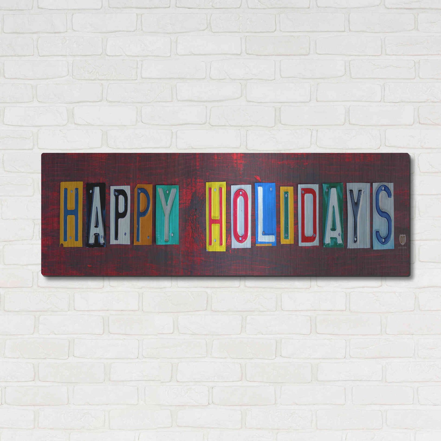 Luxe Metal Art 'Happy Holidays' by Design Turnpike, Metal Wall Art,48x16