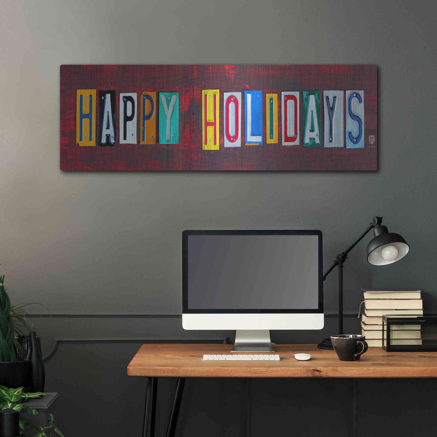 Luxe Metal Art 'Happy Holidays' by Design Turnpike, Metal Wall Art,48x16