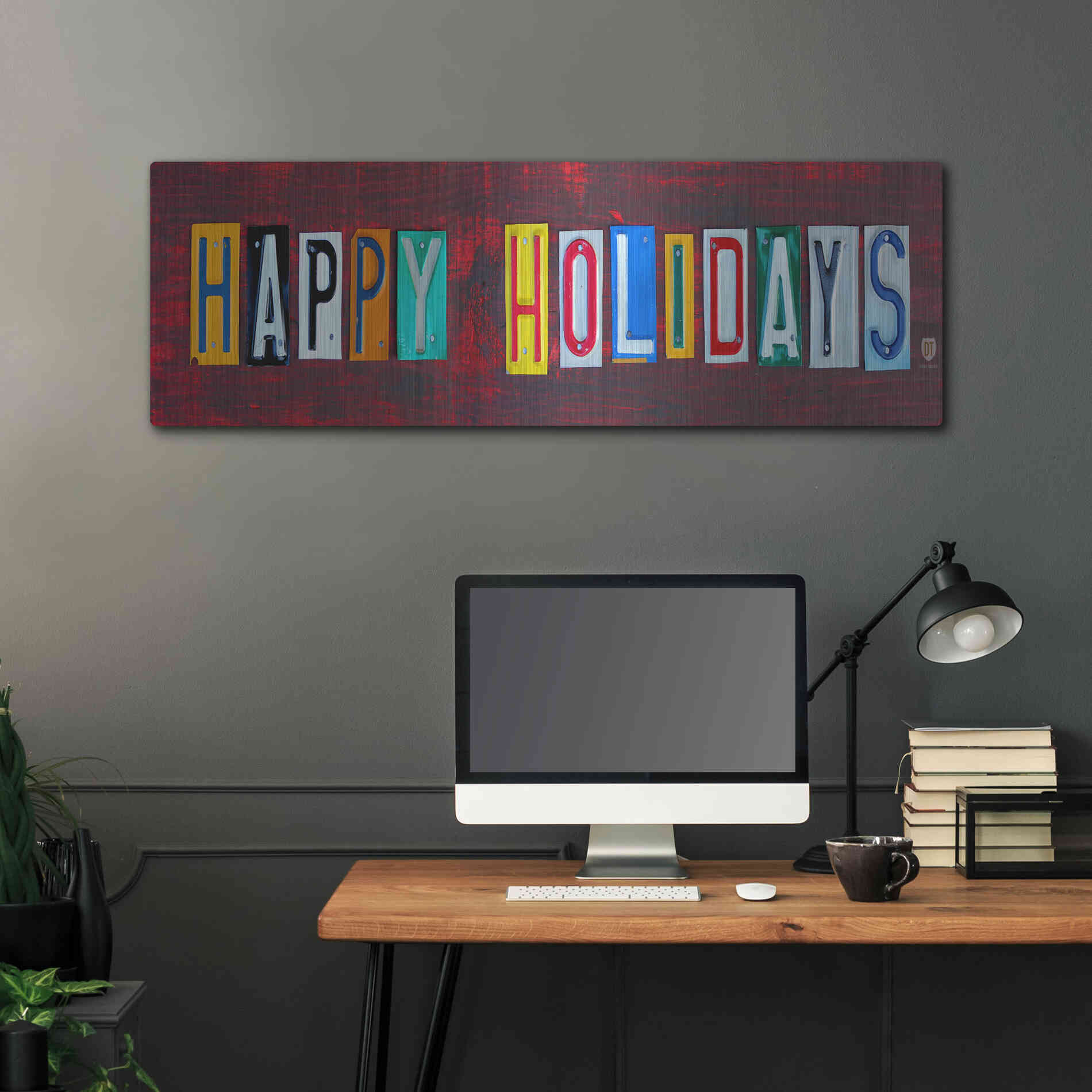 Luxe Metal Art 'Happy Holidays' by Design Turnpike, Metal Wall Art,48x16