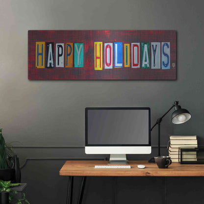 Luxe Metal Art 'Happy Holidays' by Design Turnpike, Metal Wall Art,48x16