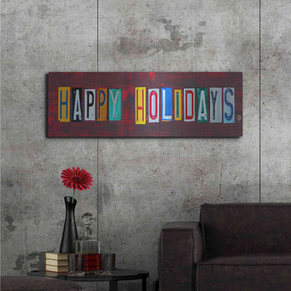 Luxe Metal Art 'Happy Holidays' by Design Turnpike, Metal Wall Art,48x16