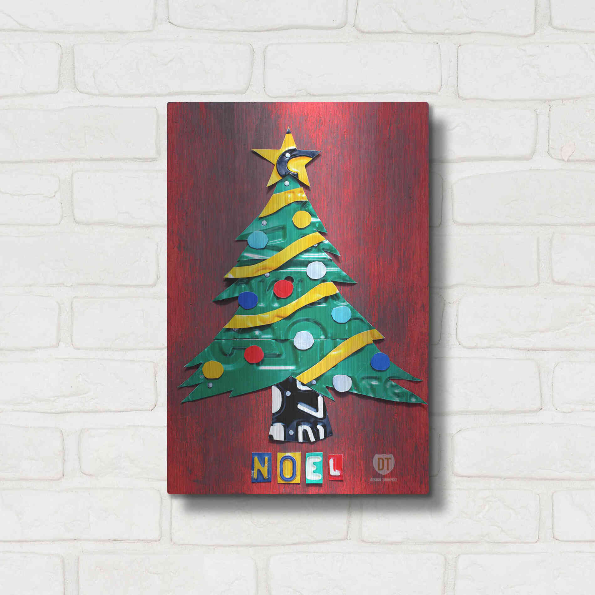 Luxe Metal Art 'Noel Christmas Tree License Plate Art' by Design Turnpike, Metal Wall Art,12x16