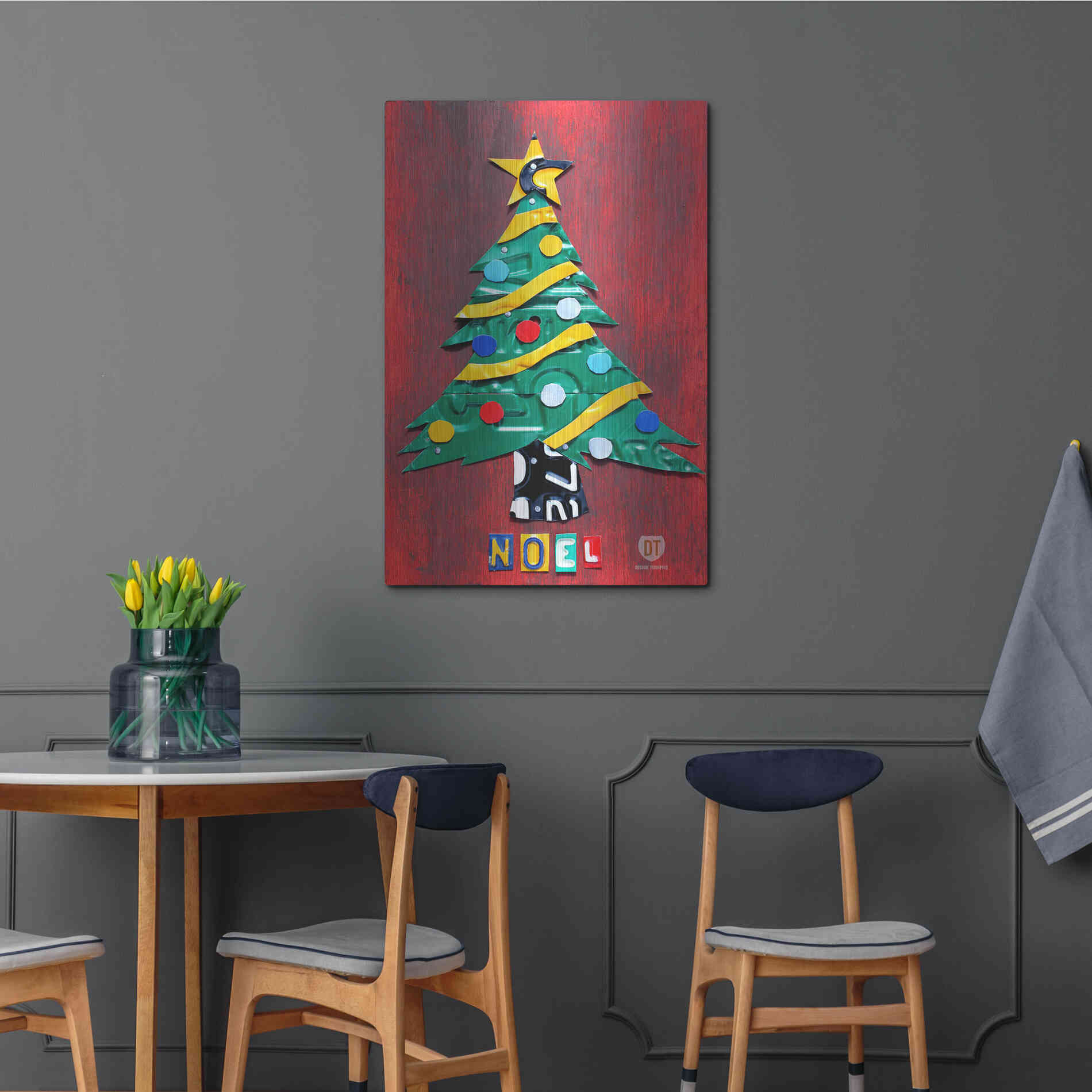 Luxe Metal Art 'Noel Christmas Tree License Plate Art' by Design Turnpike, Metal Wall Art,24x36